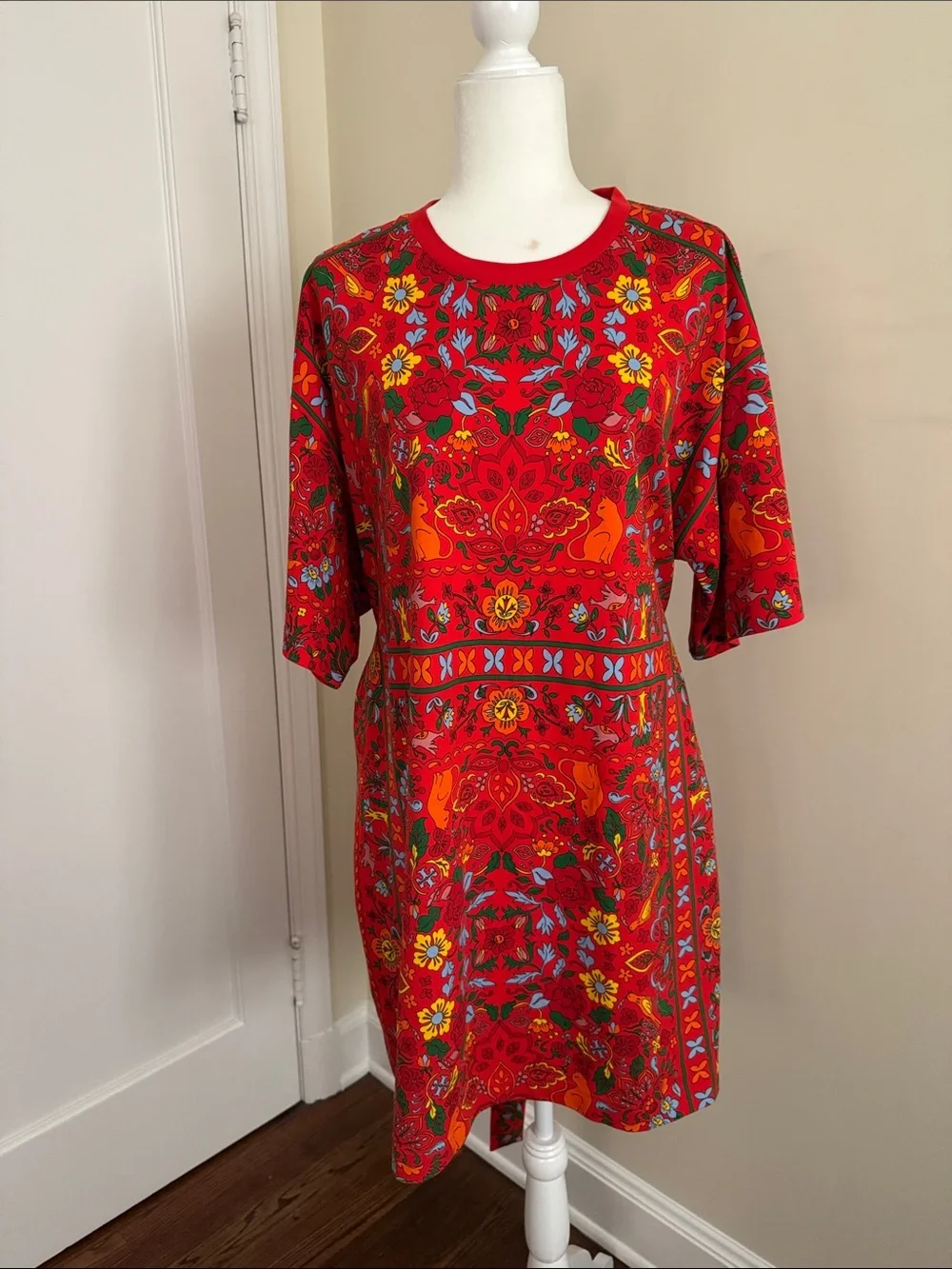 Tory Burch Red Floral Belted Mini Dress